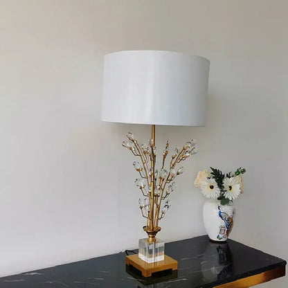 Modern crystal branch table lamp with gold base for bedroom