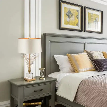 Modern crystal branch table lamp with gold base for bedroom