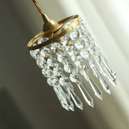 Modern crystal brass led pendant light dining room cascading beads