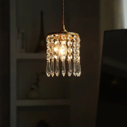 Modern crystal brass led pendant light dining room cascading beads