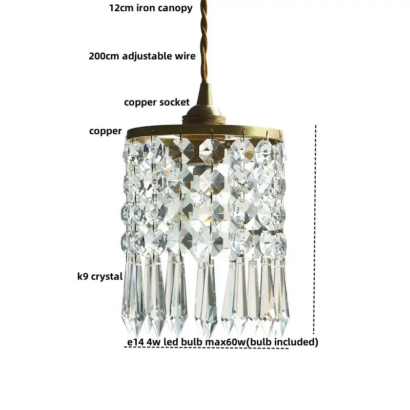 Modern crystal brass led pendant light dining room cascading beads