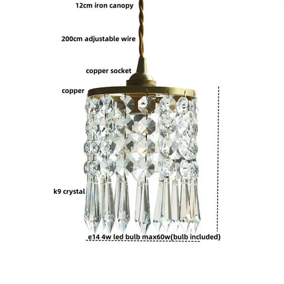 Modern crystal brass led pendant light dining room cascading beads
