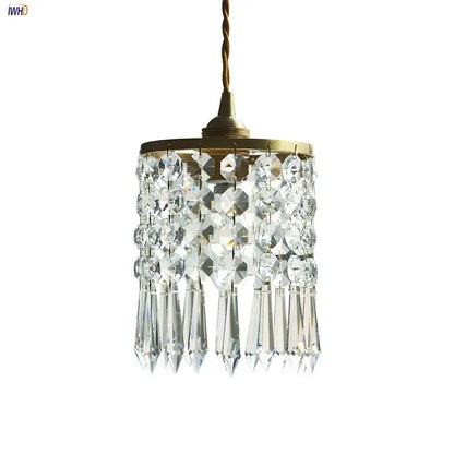Modern crystal brass led pendant light dining room cascading beads