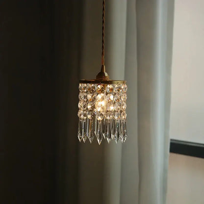 Modern crystal brass led pendant light dining room cascading beads
