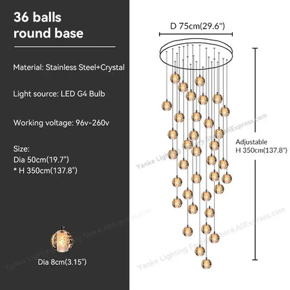 Modern crystal bubble ball pendant light for dining room