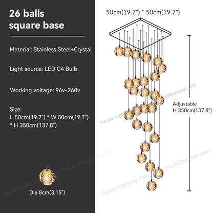 Modern crystal bubble ball pendant light for dining room