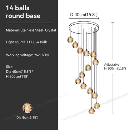 Modern crystal bubble ball pendant light for dining room