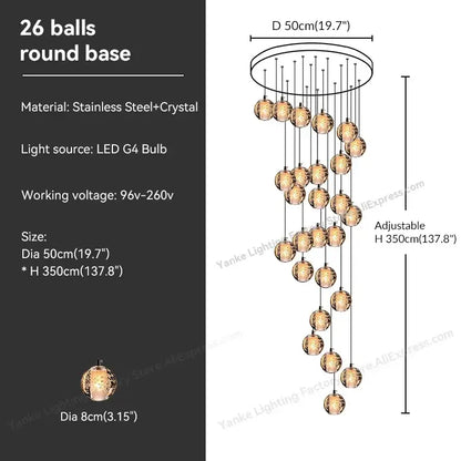 Modern crystal bubble ball pendant light for dining room