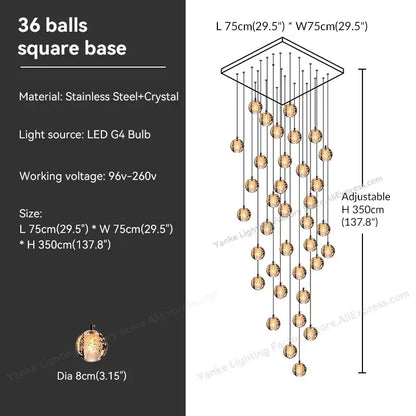 Modern crystal bubble ball pendant light for dining room