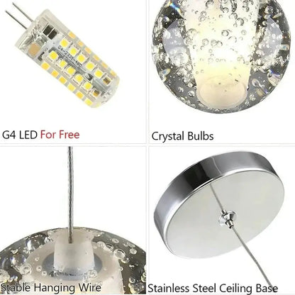 Modern crystal bubble ball pendant light for dining room