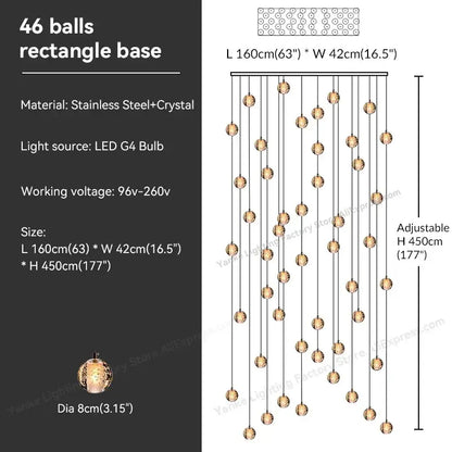 Modern crystal bubble ball pendant light for dining room
