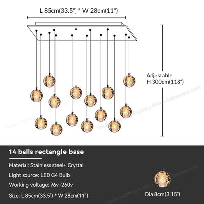 Modern crystal bubble ball pendant light for dining room