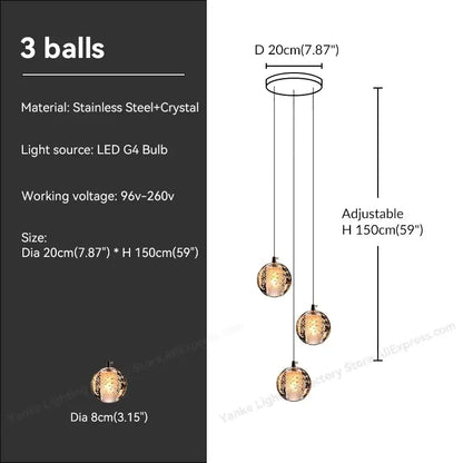 Modern crystal bubble ball pendant light for dining room