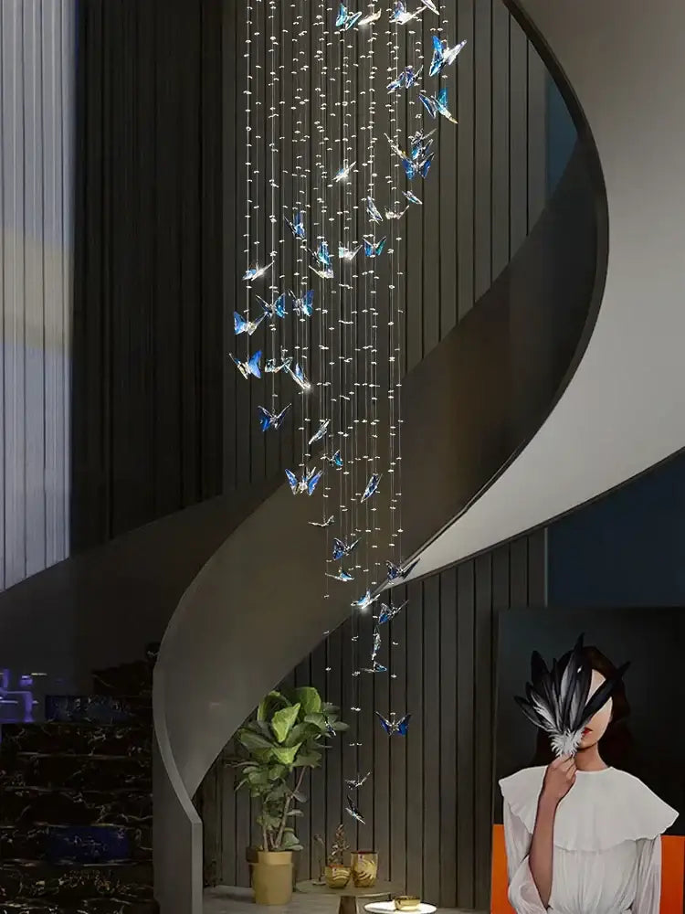 Modern crystal butterfly pendant light living room chandelier