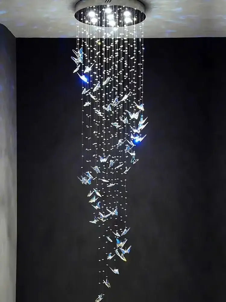 Modern crystal butterfly pendant light living room chandelier