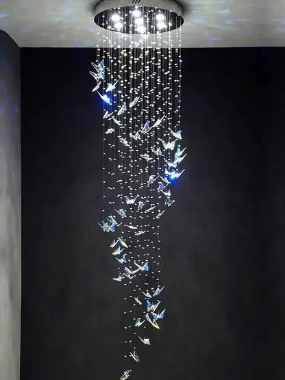 Modern crystal butterfly pendant light living room chandelier