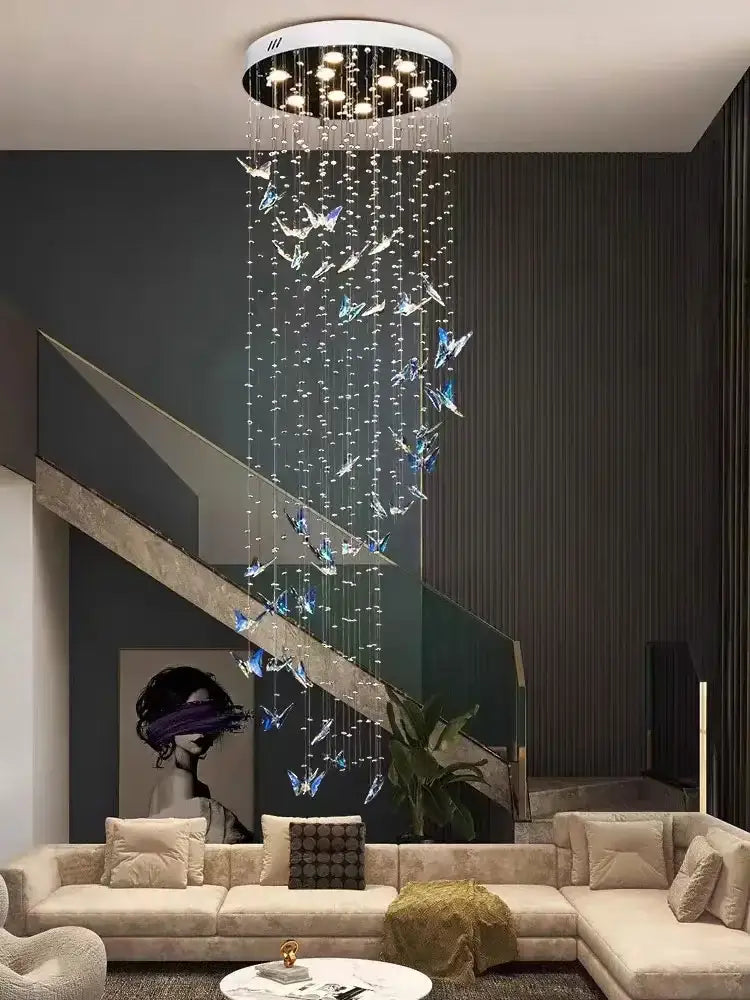 Modern crystal butterfly pendant light living room chandelier