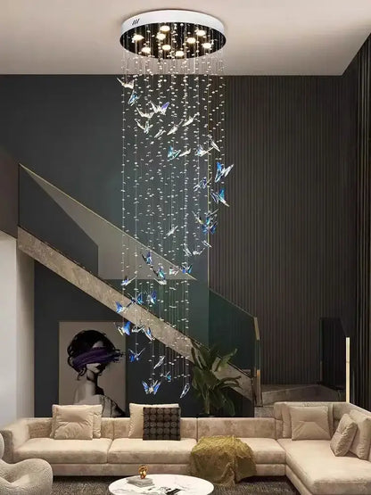 Modern crystal butterfly pendant light living room chandelier