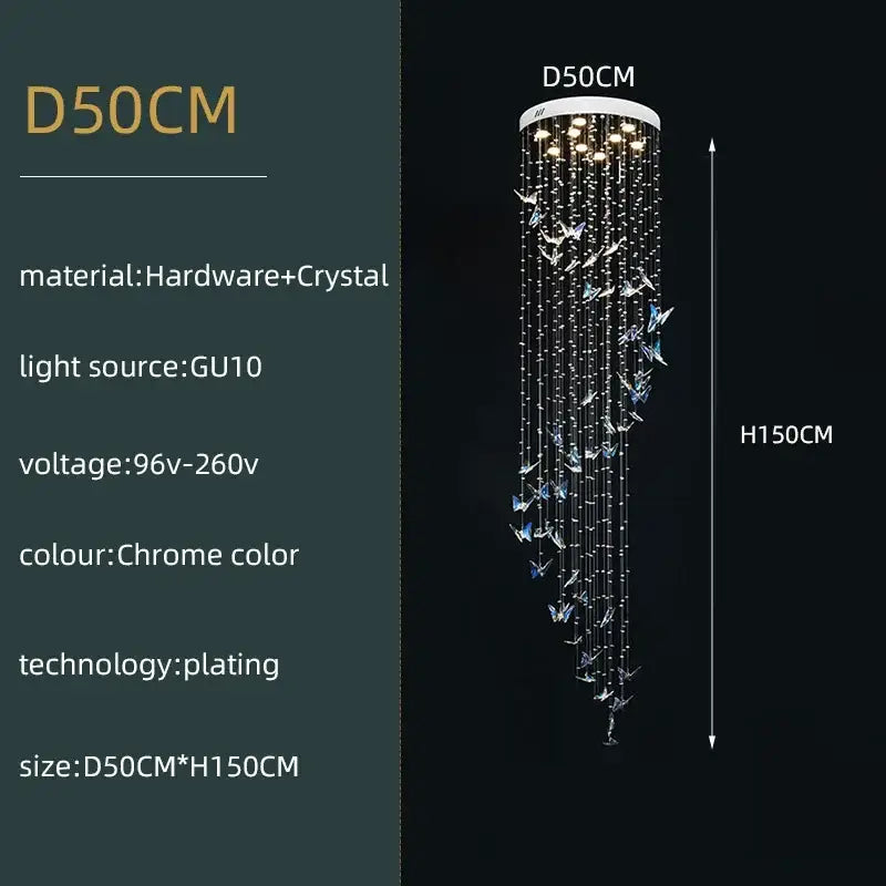 Modern crystal butterfly pendant light living room chandelier