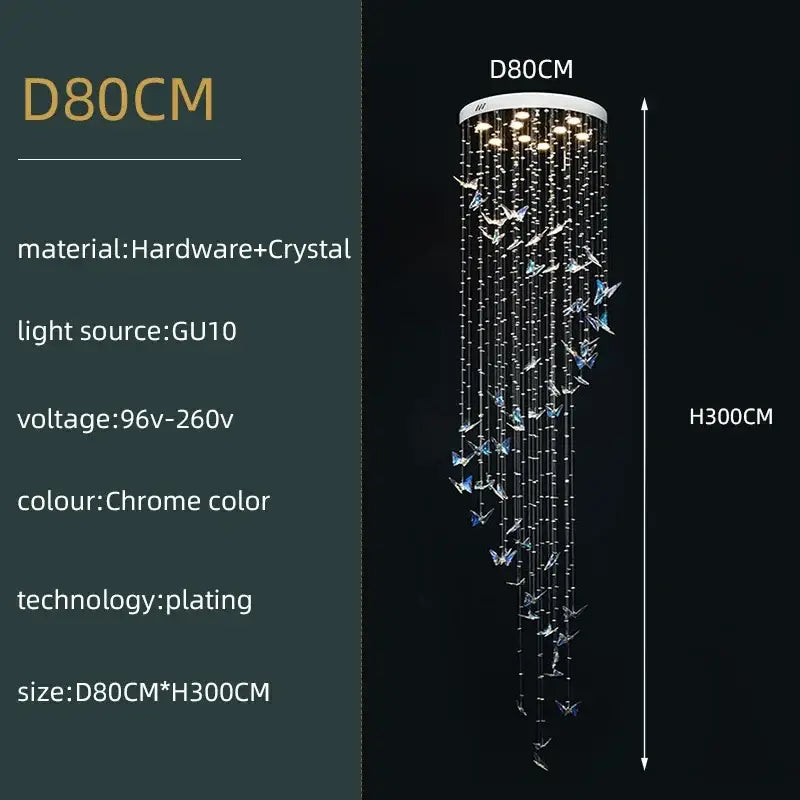 Modern crystal butterfly pendant light living room chandelier