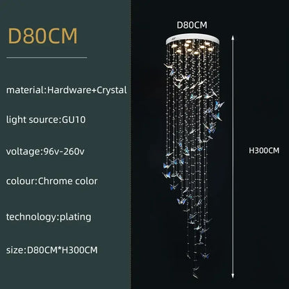 Modern crystal butterfly pendant light living room chandelier