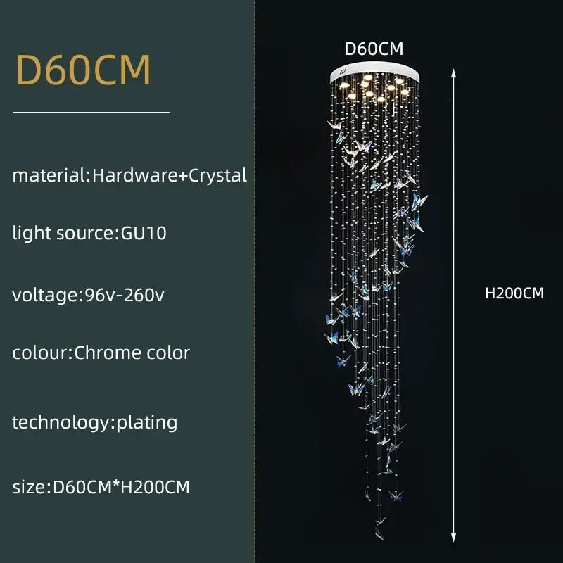 Modern crystal butterfly pendant light living room chandelier