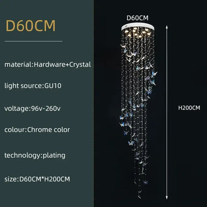 Modern crystal butterfly pendant light living room chandelier