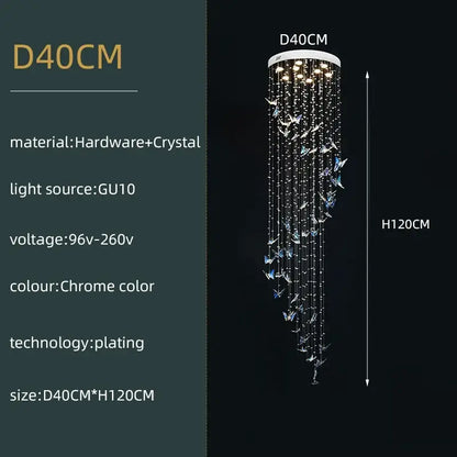 Modern crystal butterfly pendant light living room chandelier