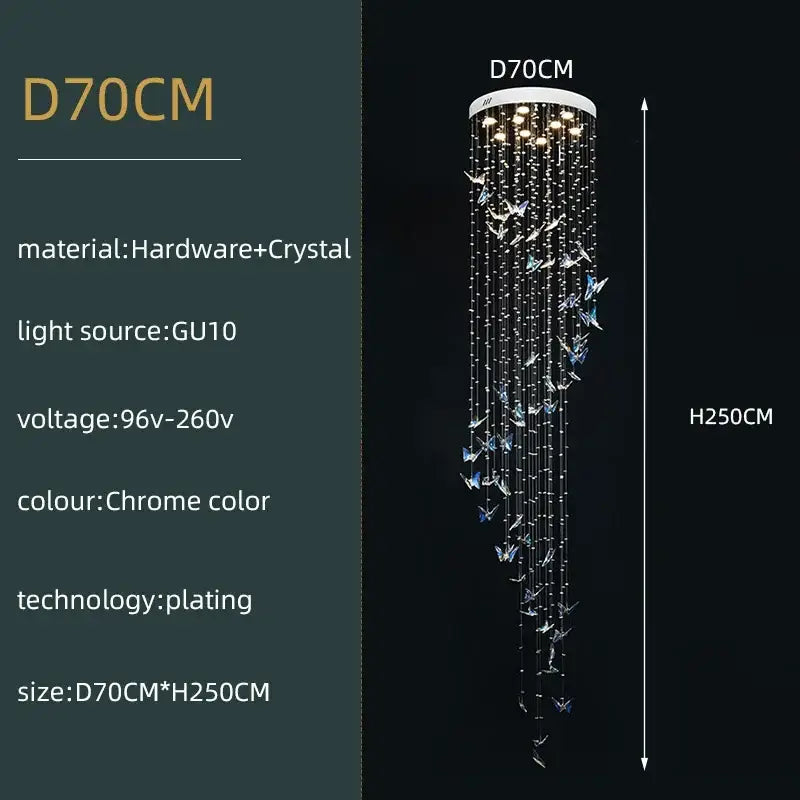 Modern crystal butterfly pendant light living room chandelier
