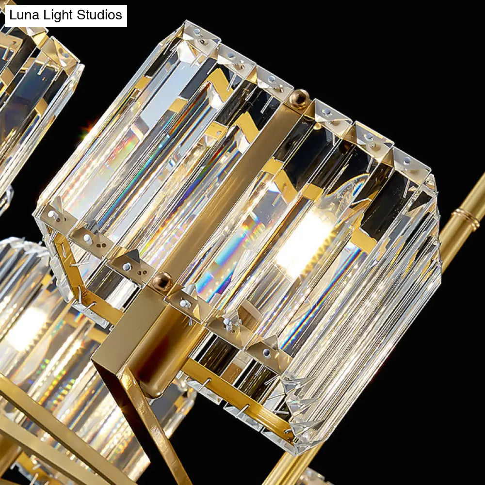 DecorBites™ Modern Crystal Chandelier with 6 Gold Heads - Island Light Fixture