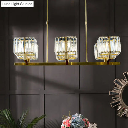 DecorBites™ Modern Crystal Chandelier with 6 Gold Heads - Island Light Fixture