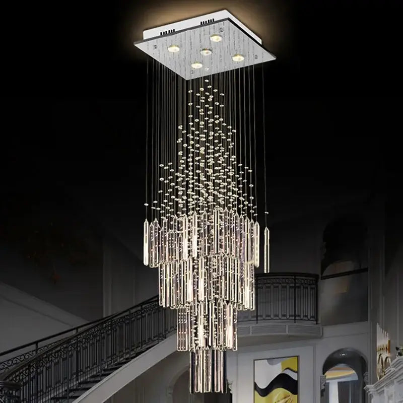 Modern crystal column chandelier living room hanging lamp