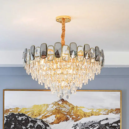 DecorBites™ Modern Crystal Cone Chandelier for Clear Living Room Suspension Lighting