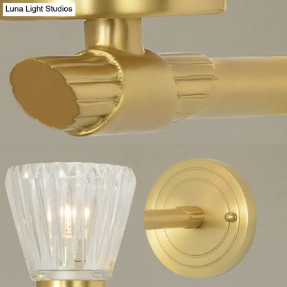 DecorBites™ Modern Crystal Cone Wall Sconce - Brass 1-Light Fixture for Bedside