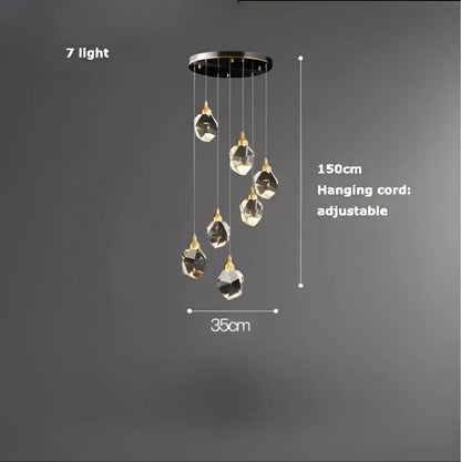 Modern crystal copper black led chandelier dining room pendant light
