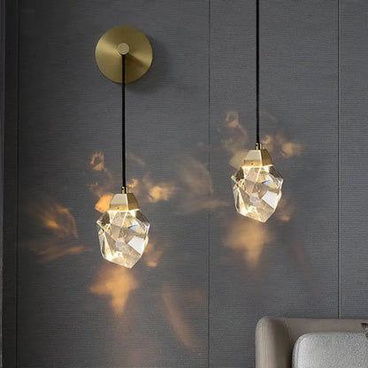 Modern crystal copper led wall lamp bedroom and stairs accent light