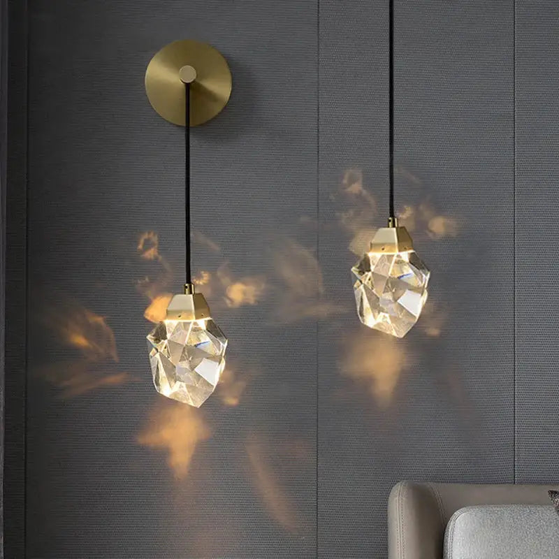 Modern crystal copper led wall lamp bedroom and stairs accent light