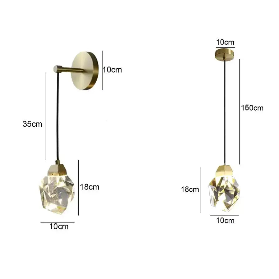 Modern crystal copper led wall lamp bedroom and stairs accent light