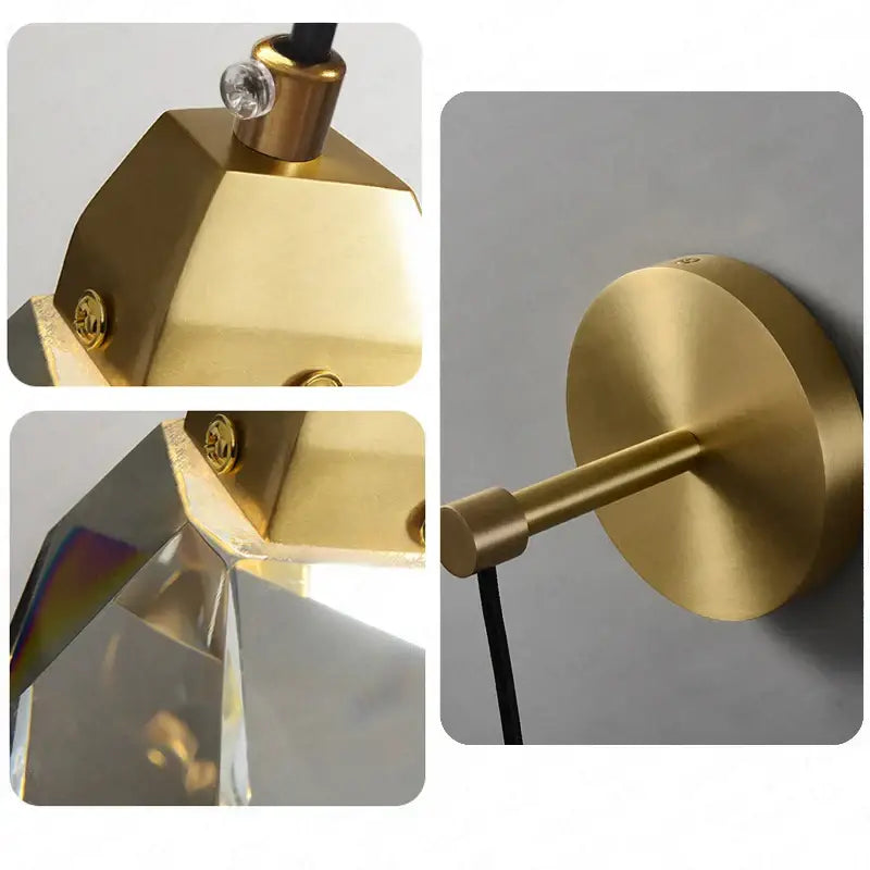 Modern crystal copper led wall lamp bedroom and stairs accent light