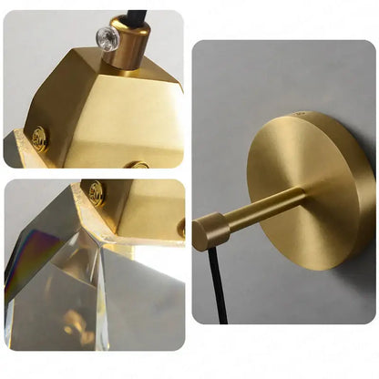 Modern crystal copper led wall lamp bedroom and stairs accent light
