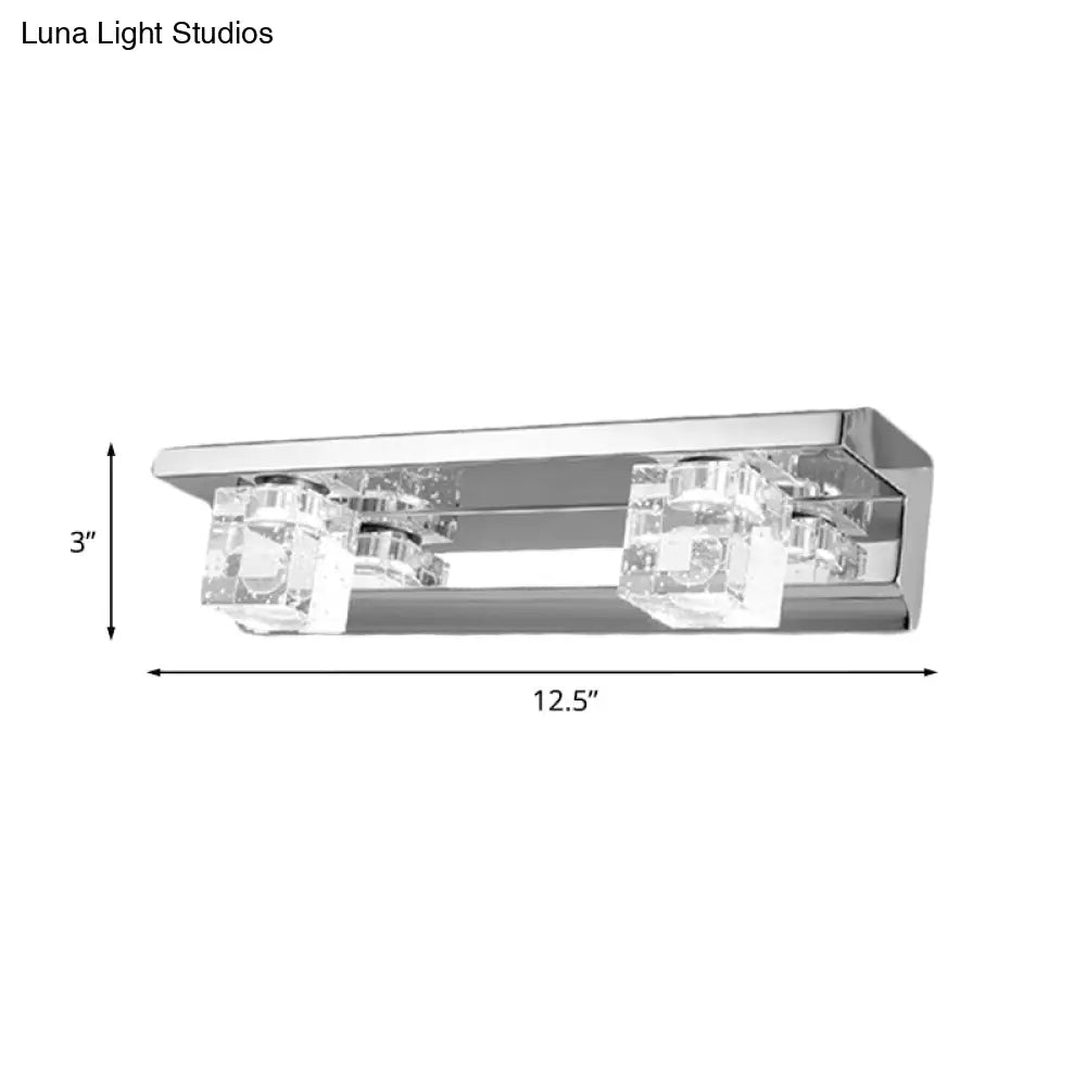 DecorBites™ Modern Crystal Cube LED Vanity Sconce in Chrome Finish - 2/3 Heads - Warm/White Lighting