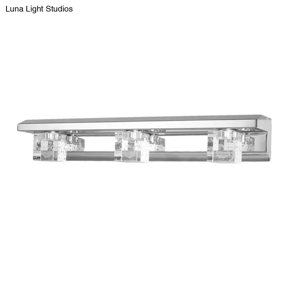 DecorBites™ Modern Crystal Cube LED Vanity Sconce in Chrome Finish - 2/3 Heads - Warm/White Lighting