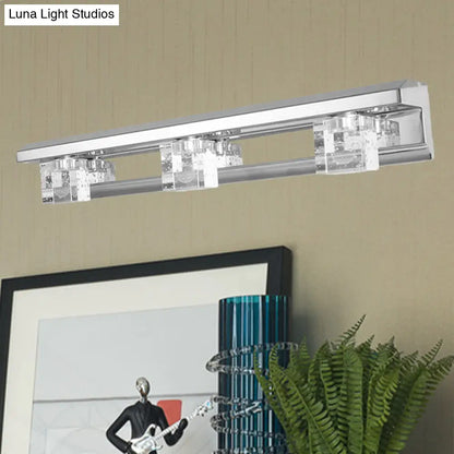 DecorBites™ Modern Crystal Cube LED Vanity Sconce in Chrome Finish - 2/3 Heads - Warm/White Lighting