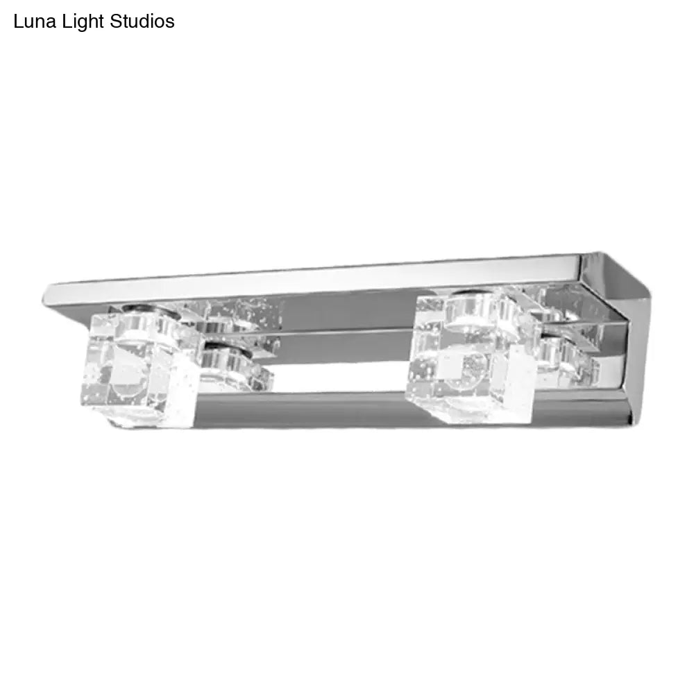 DecorBites™ Modern Crystal Cube LED Vanity Sconce in Chrome Finish - 2/3 Heads - Warm/White Lighting