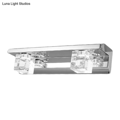 DecorBites™ Modern Crystal Cube LED Vanity Sconce in Chrome Finish - 2/3 Heads - Warm/White Lighting