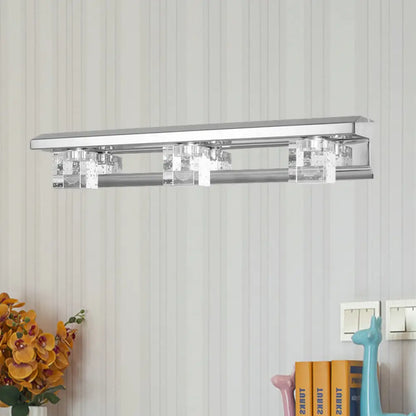 DecorBites™ Modern Crystal Cube LED Vanity Sconce in Chrome Finish - 2/3 Heads - Warm/White Lighting