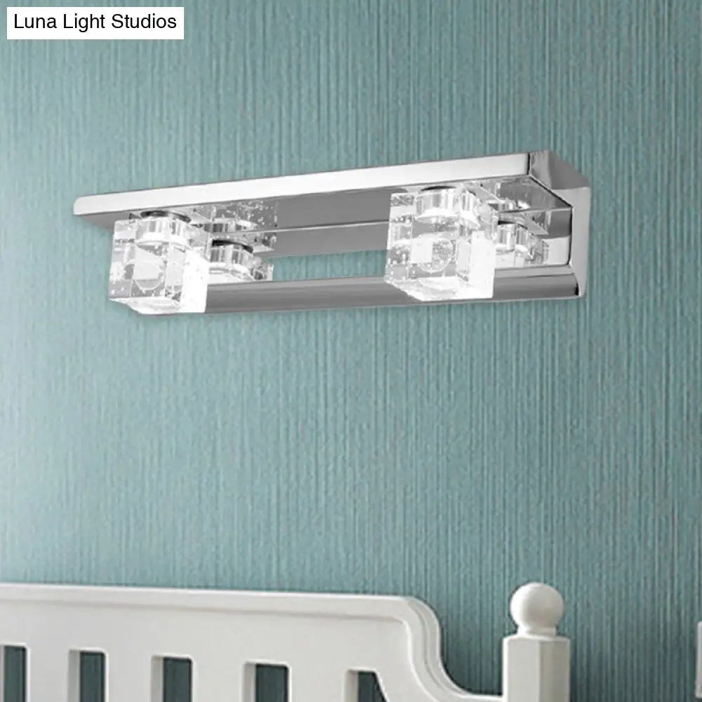 DecorBites™ Modern Crystal Cube LED Vanity Sconce in Chrome Finish - 2/3 Heads - Warm/White Lighting