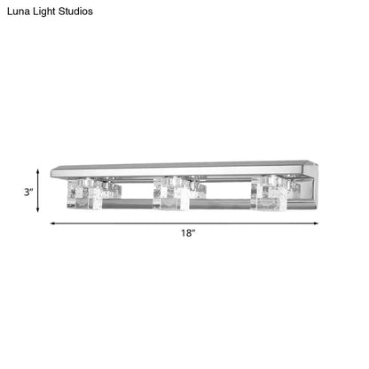 DecorBites™ Modern Crystal Cube LED Vanity Sconce in Chrome Finish - 2/3 Heads - Warm/White Lighting