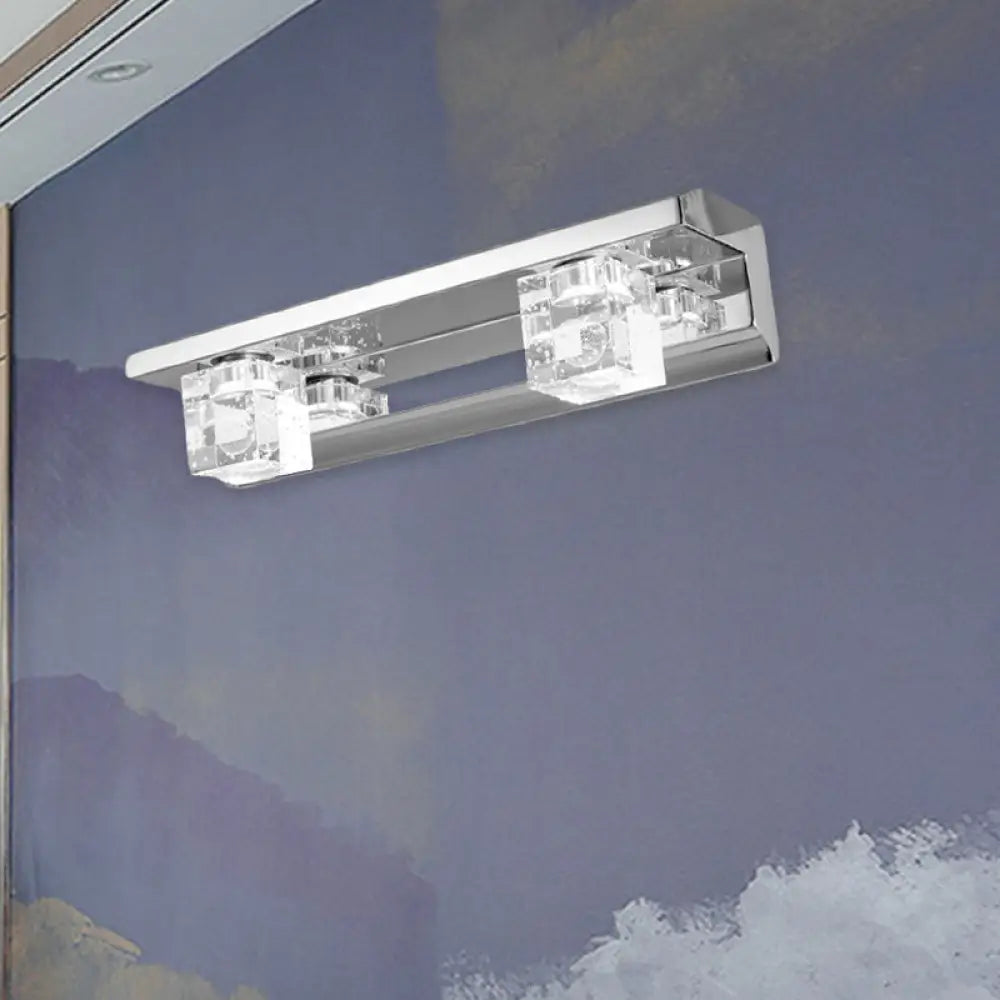 DecorBites™ Modern Crystal Cube LED Vanity Sconce in Chrome Finish - 2/3 Heads - Warm/White Lighting