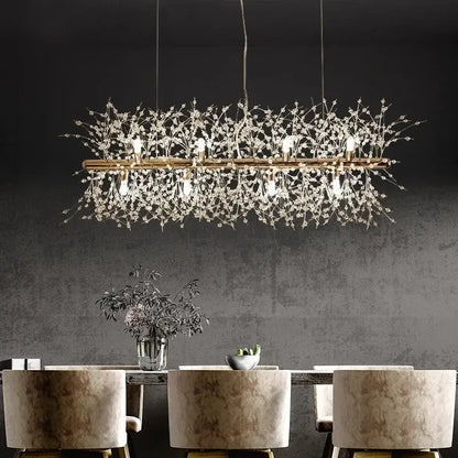Modern crystal dandelion chandelier led hanging light dining room